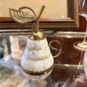 Vintage  mother-of-pearl mosaic fruit condiment containers